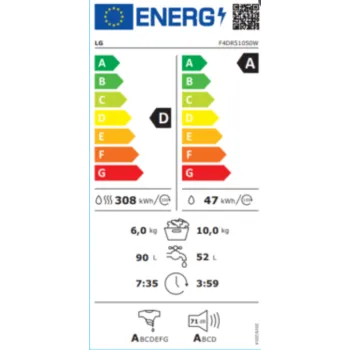 LG F4DR510S0W mosó-szárítógép 10/6kg, Inverter motor, 60x56.5x85 cm 