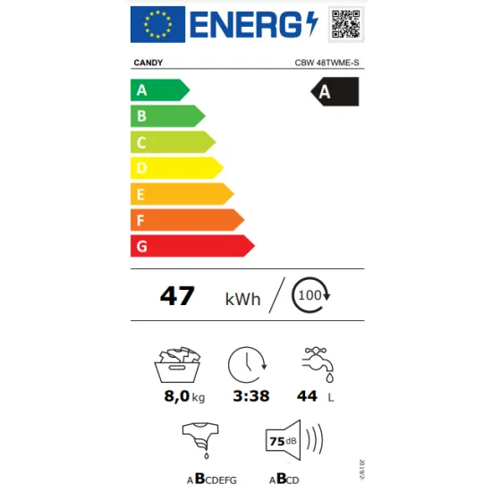 Candy CBW 48TWME-S Smart Inverter elöltöltős beépíthető mosógép 8kg, 60x53x82 cm 