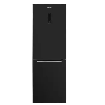 MPM MPM-357-FF-49 NoFrost fekete alulfagyasztós kombinált hűtőszekrény 219/104L, érintésvezérlés kijelzővel 60x69x185 cm 