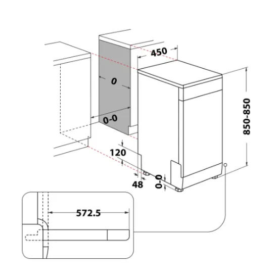 Whirlpool WSFO 3O34 PF X mosogatógép, 10 teríték, automatikus ajtónyitás, 45x59x85 cm, inox