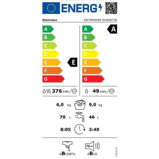 Electrolux EW7WN369S PerfectCare 700 kondenzációs mosó-szárítógép gőzprogrammal, ökoinverter, 6/9kg 