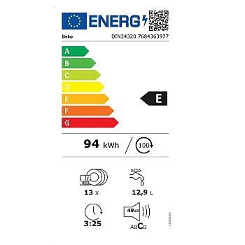 Beko DIN34320 beépíthető mosogatógép 13 terítékes 