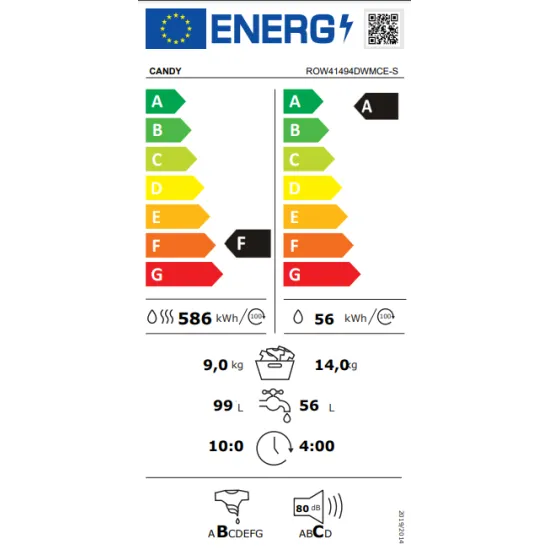 Candy ROW4966DWMCE/1-S mosó-szárítógép, 9/6kg, inverter motor, 60x60x85 cm 