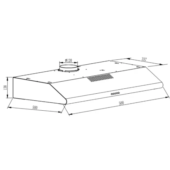 Evido CHS5BW.1 hagyományos konyhai elszívó hátsó és felső kivezetéssel,50cm széles,aluminium zsírszűrővel