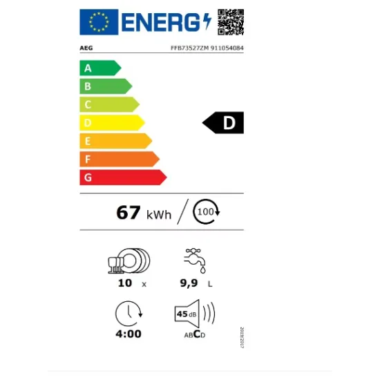 AEG FFB73527ZM mosogatógép keskeny 10 terítékes, AirDry, inox 