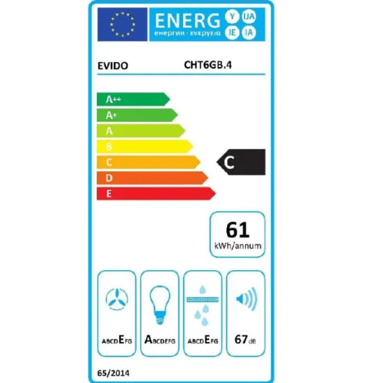 Evido Slimlux 60GB beépíthető kihúzható konyhai elszívó,inox/fekete üveg front,60cm széles,CHT6GB.4