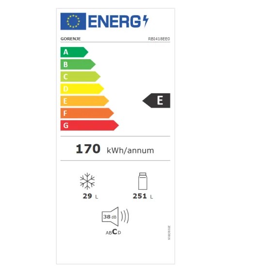 Gorenje RBI418EE0 beépíthető egyajtós hűtőszekrény fagyasztóval 251/29L
