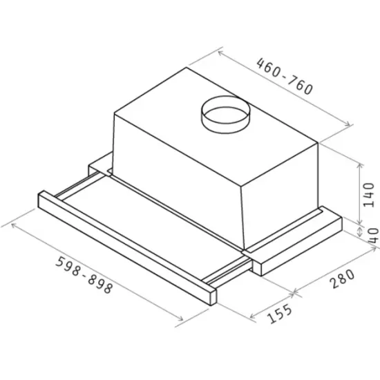 Elica ELITE 14 LUX GRVT/A/60 PRF0098874B beépíthető kihúzható konyhai elszívó,ezüst/fekete üveg front,60cm széles