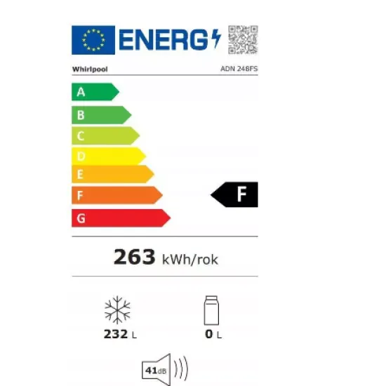 Whirlpool ADN 248FS egyajtós fagyasztószekrény, 248 literes, ezüst