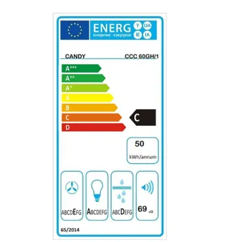 Candy CCC 60GH/1 beépíthető fali kürtős konyhai elszívó 3 sebességfokozat, LED, zsírszűrő, antracit szürke 