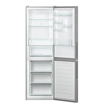 Candy CCE4T618EX No Frost alulfagyasztós kombinált hűtőszekrény, E energiaosztály, 222L, 3 fagyasztórekesz, No Frost, inox,341L 