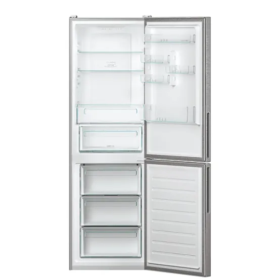 Candy CCE4T618EX No Frost alulfagyasztós kombinált hűtőszekrény, E energiaosztály, 222L, 3 fagyasztórekesz, No Frost, inox,341L 