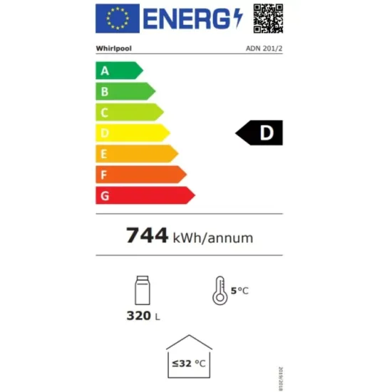 Whirlpool ADN 201/2 üvegajtós hűtőszekrény, 320L