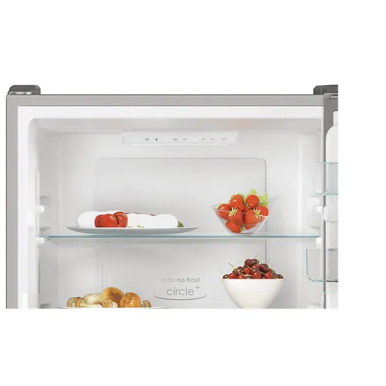 Candy CCE4T618EX No Frost alulfagyasztós kombinált hűtőszekrény, E energiaosztály, 222L, 3 fagyasztórekesz, No Frost, inox,341L 