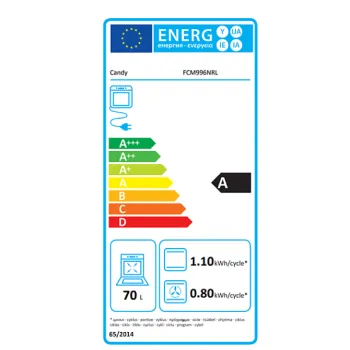 Candy FCM996NRL beépíhető pirolitikus sütő, fekete, 70L, WIFI, 59.5x56.8x59.5 cm 
