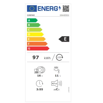 Gorenje GS643E90W mosogatógép 16 teríték, 3 kosár, 59.9x59.7x84.5 cm
