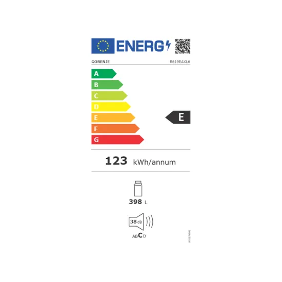 Gorenje R619EAXL6 inox hűtőszekrény 398 liter 185 X 59,5 X 66,3 cm külső kijelző,  AdaptTech öntanuló kompresszor 