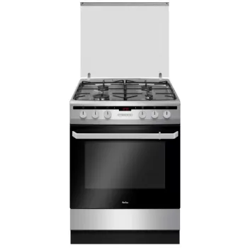 Amica 55701 inox 60cm széles kombinált tűzhely 10 funkciós sütő, digitális programóra A6KG10.2(X)Gd