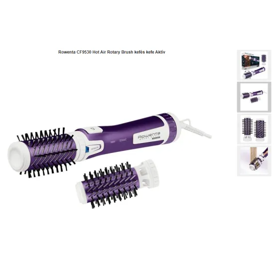 Rowenta CF9530F0 forgófejes kettős ionizáló forgófejes hajformázó 1000W, 2 hőmérséklet/sebesség, 2 kerámia kefe, Lila/Fehér