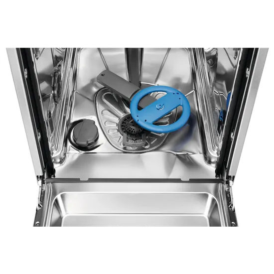 Electrolux EES42210L teljesen beépíthető keskeny mosogatógép, inverter motor, 9 terítékes, automatikus ajtónyitás, 44.8x55x81.8 cm 