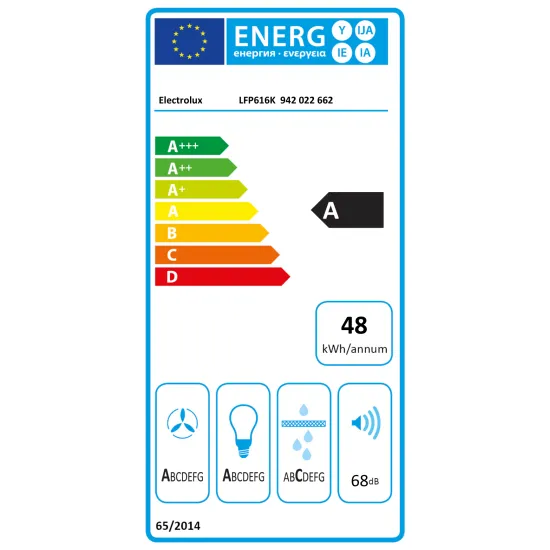 Electrolux LFP616K beépíthető kihúzható konyhai elszívó 60 cm fekete 