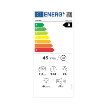 Gorenje WNEI74AS elöltöltős mosógép 7kg gőzfunkcióval, invertes motor, 60x54.5x85 cm 