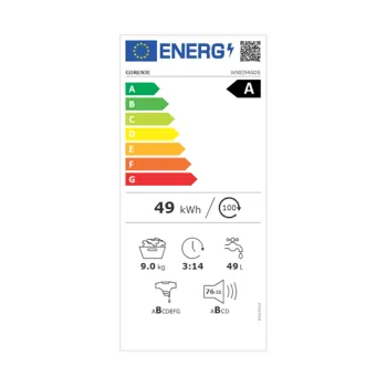 Gorenje WNEI94ADS elöltöltős mosógép 9kg 1400fordulat gőz funkcióval, inverter motor, 60x61x85 cm 