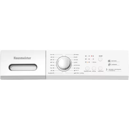 Hausmeister HM2600 keskeny elöltöltős mosógép, MAGYAR kezelőpanellel, 44cm mély, 60x44x85cm 