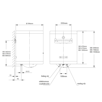 Hajdu AQ 80 Eco Slim elektromos forróvíztároló, villanybojler