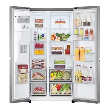 LG GSJV70PZTE side by side hűtőszekrény, Lineáris Inverter Kompresszor, 179cm magas, hamvas ezüst