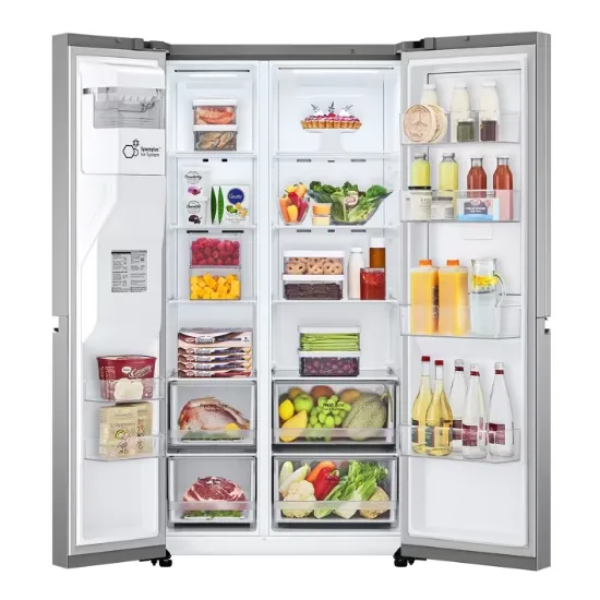 LG GSJV70PZTE side by side hűtőszekrény, Lineáris Inverter Kompresszor, 179cm magas, hamvas ezüst