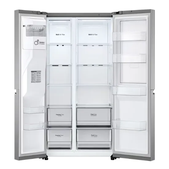 LG GSJV70PZTE side by side hűtőszekrény, Lineáris Inverter Kompresszor, 179cm magas, hamvas ezüst