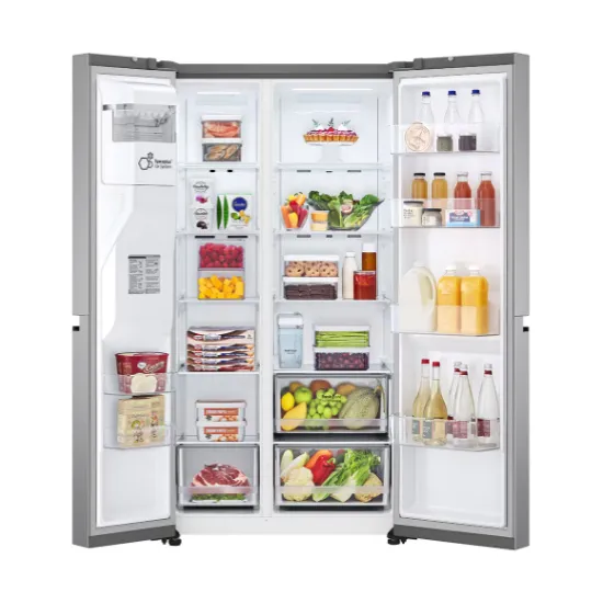 LG GSLV51PZXM Side-by-Side hűtőszekrény, inox színű,416/219L,179cm magasság, Smart Inverter Kompresszor, 