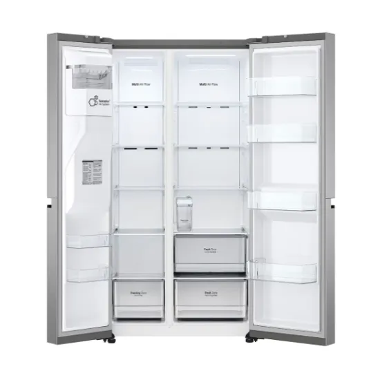 LG GSLV51PZXM Side-by-Side hűtőszekrény, inox színű,416/219L,179cm magasság, Smart Inverter Kompresszor, 