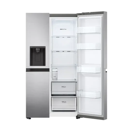 LG GSLV51PZXM Side-by-Side hűtőszekrény, inox színű,416/219L,179cm magasság, Smart Inverter Kompresszor, 