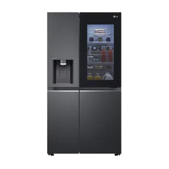 LG GSXV90MCDE Total No Frost side by side hűtőszekrény, 416/219L, InstaView™, WIFI, Lineáris Inverter Kompresszor, 91.3x73.5x179 cm, matt éjfekete szín 