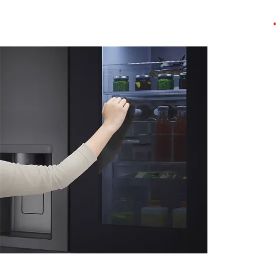 LG GSXV90MCDE Total No Frost side by side hűtőszekrény, 416/219L, InstaView™, WIFI, Lineáris Inverter Kompresszor, 91.3x73.5x179 cm, matt éjfekete szín 