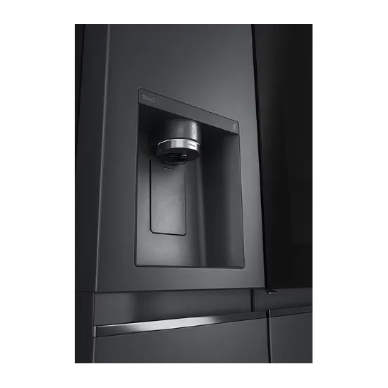 LG GSXV90MCDE Total No Frost side by side hűtőszekrény, 416/219L, InstaView™, WIFI, Lineáris Inverter Kompresszor, 91.3x73.5x179 cm, matt éjfekete szín 