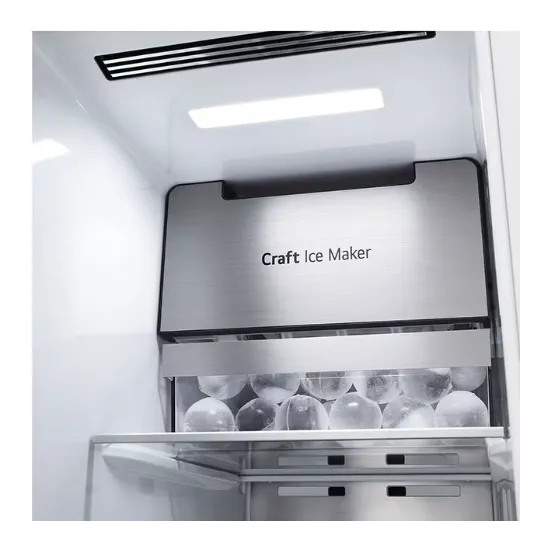 LG GSXV90MCDE Total No Frost side by side hűtőszekrény, 416/219L, InstaView™, WIFI, Lineáris Inverter Kompresszor, 91.3x73.5x179 cm, matt éjfekete szín 