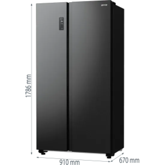 Gorenje NRR9185EABXL side by side fekete hűtőszekrény, Total No Frost funkcióval, Inverteres kompresszorral,358/192L, 91.5x67x178.6 cm, fekete szín