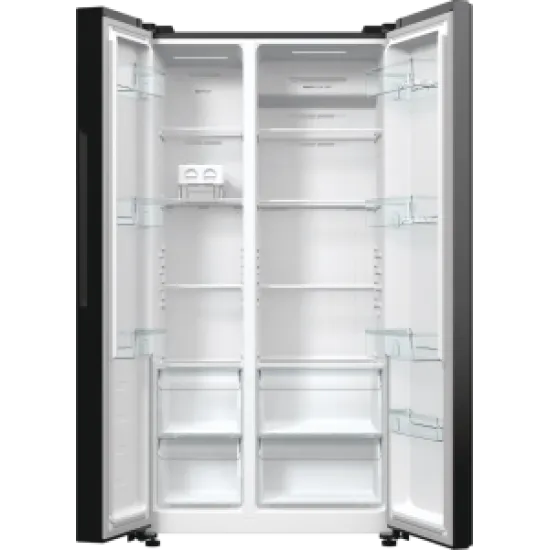 Gorenje NRR9185EABXL side by side fekete hűtőszekrény, Total No Frost funkcióval, Inverteres kompresszorral,358/192L, 91.5x67x178.6 cm, fekete szín