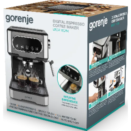 Gorenje ESCM15DBK kávéfőző 15BAR, inox-fekete szín
