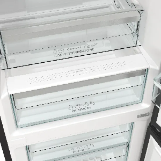 Gorenje NRK619EABXL4 NO Frost fekete kombinált hűtőszekrény, 204/96L, 60x59.2x185 cm 