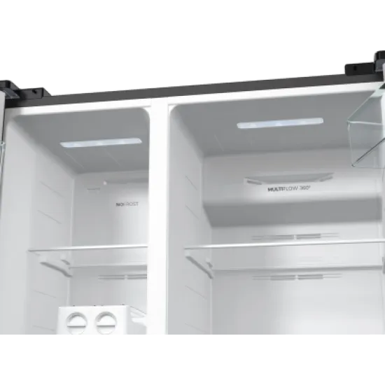 Gorenje NRR9185EABXL side by side fekete hűtőszekrény, Total No Frost funkcióval, Inverteres kompresszorral,358/192L, 91.5x67x178.6 cm, fekete szín