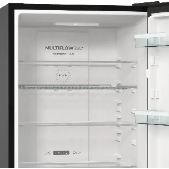 Gorenje NRK619EABXL4 NO Frost fekete kombinált hűtőszekrény, 204/96L, 60x59.2x185 cm 
