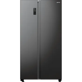 Gorenje NRR9185EABXL side by side fekete hűtőszekrény, Total No Frost funkcióval, Inverteres kompresszorral,358/192L, 91.5x67x178.6 cm, fekete szín