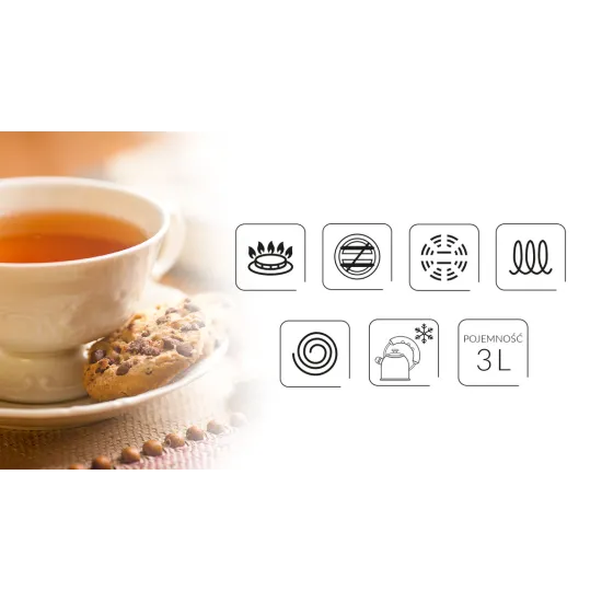 MPM Teáskanna MCN-13/S szürke, indukciós tűzhelyen is használható 3 liter 