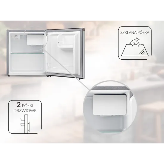 MPM MPM-46-CJ-05 mini hűtőszekrény 40+5l inox ajtó 50cm magas
