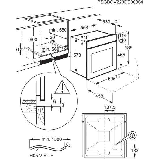 Electrolux EOD3H70X beépíthető hőlégkeveréses sütő Aqua Clean tisztítással, 59.4x56.9x59.4 cm, inox 