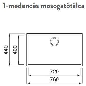 ELLECI Quadra 130 G40 munkalap alá szerelhető nero mosogatótálca 1 medencés 